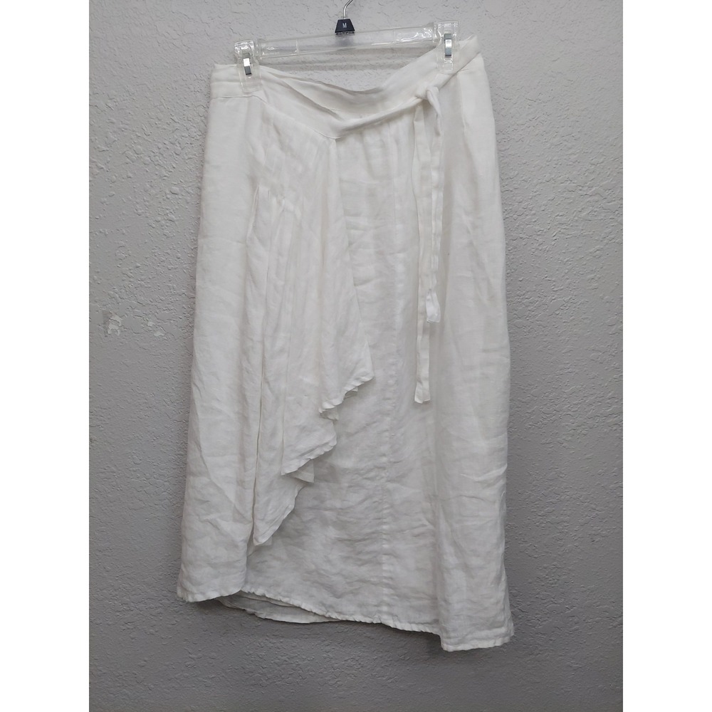 Wayan Linen Wrap skirt Womens Small Lined Beach Coastal Flowy Tie Boho Resort
